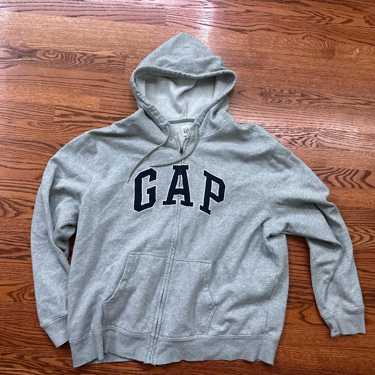 Gap Logo Zip up Hoodie Depop