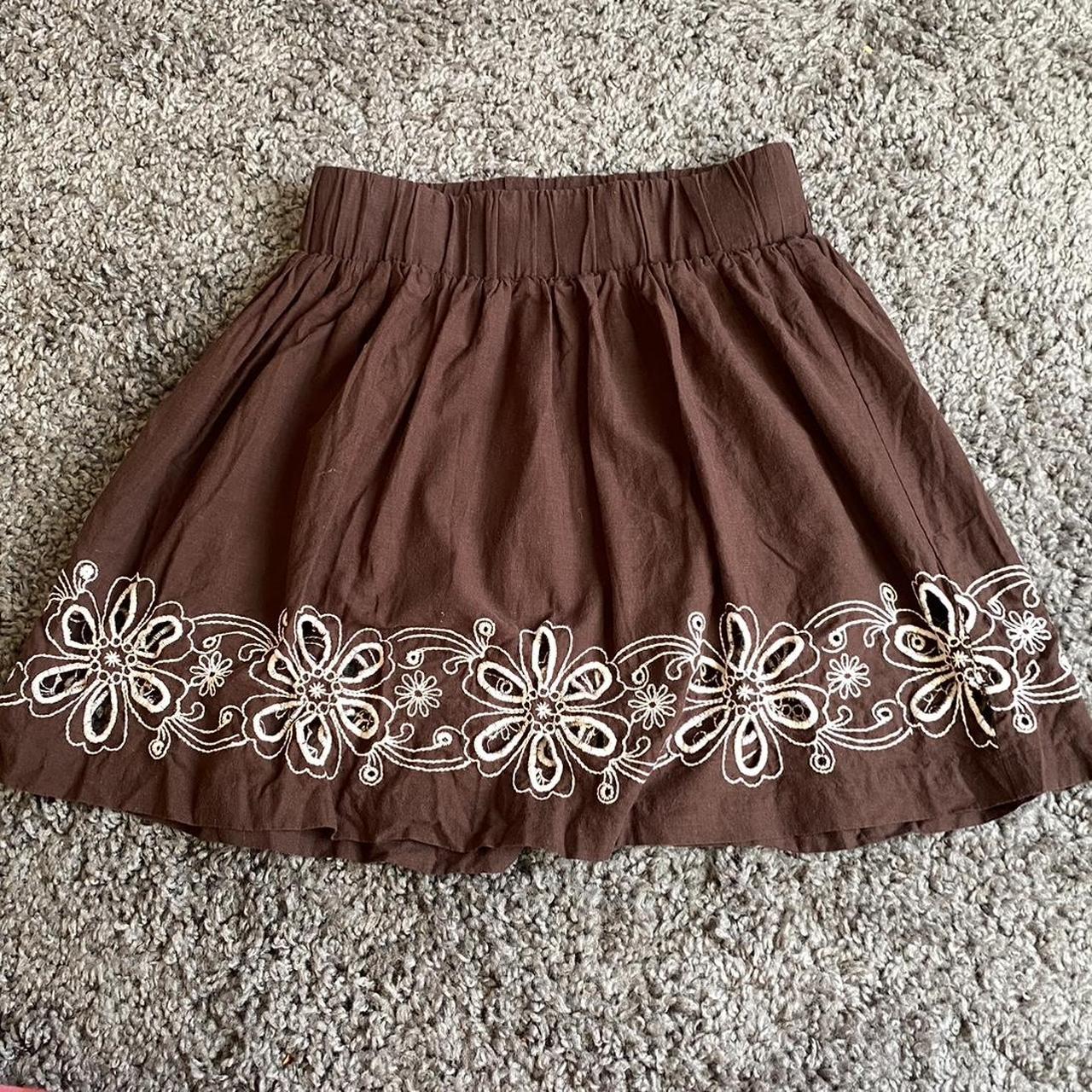 brown skirt embroidery