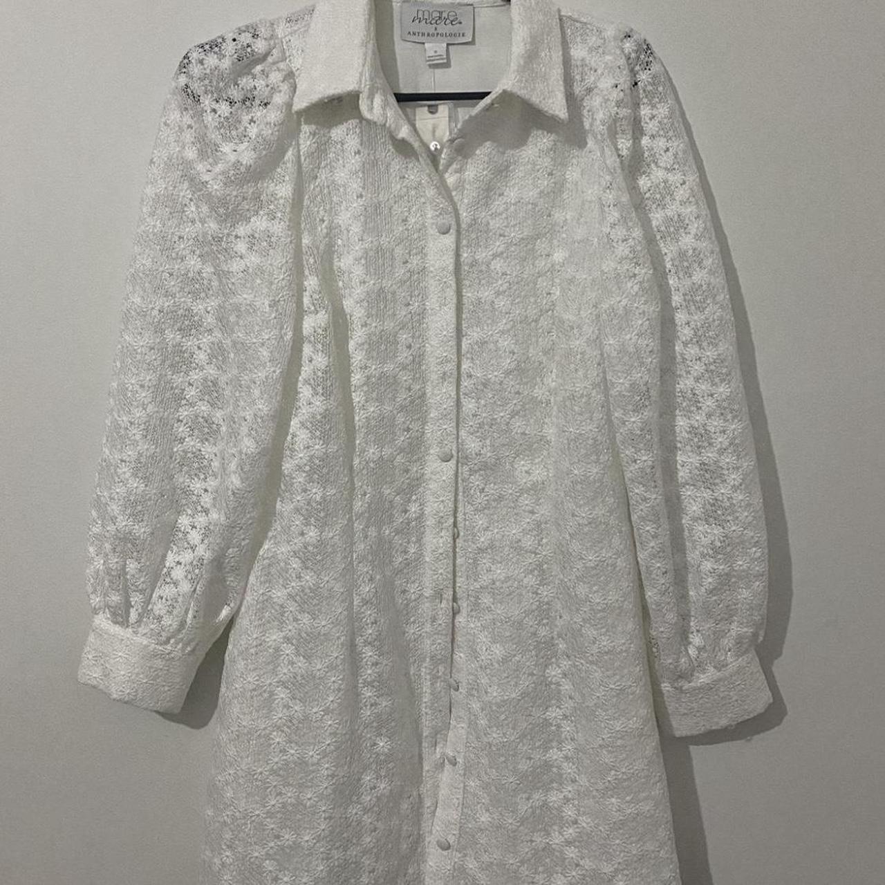 Anthropologie Women's White Dress | Depop