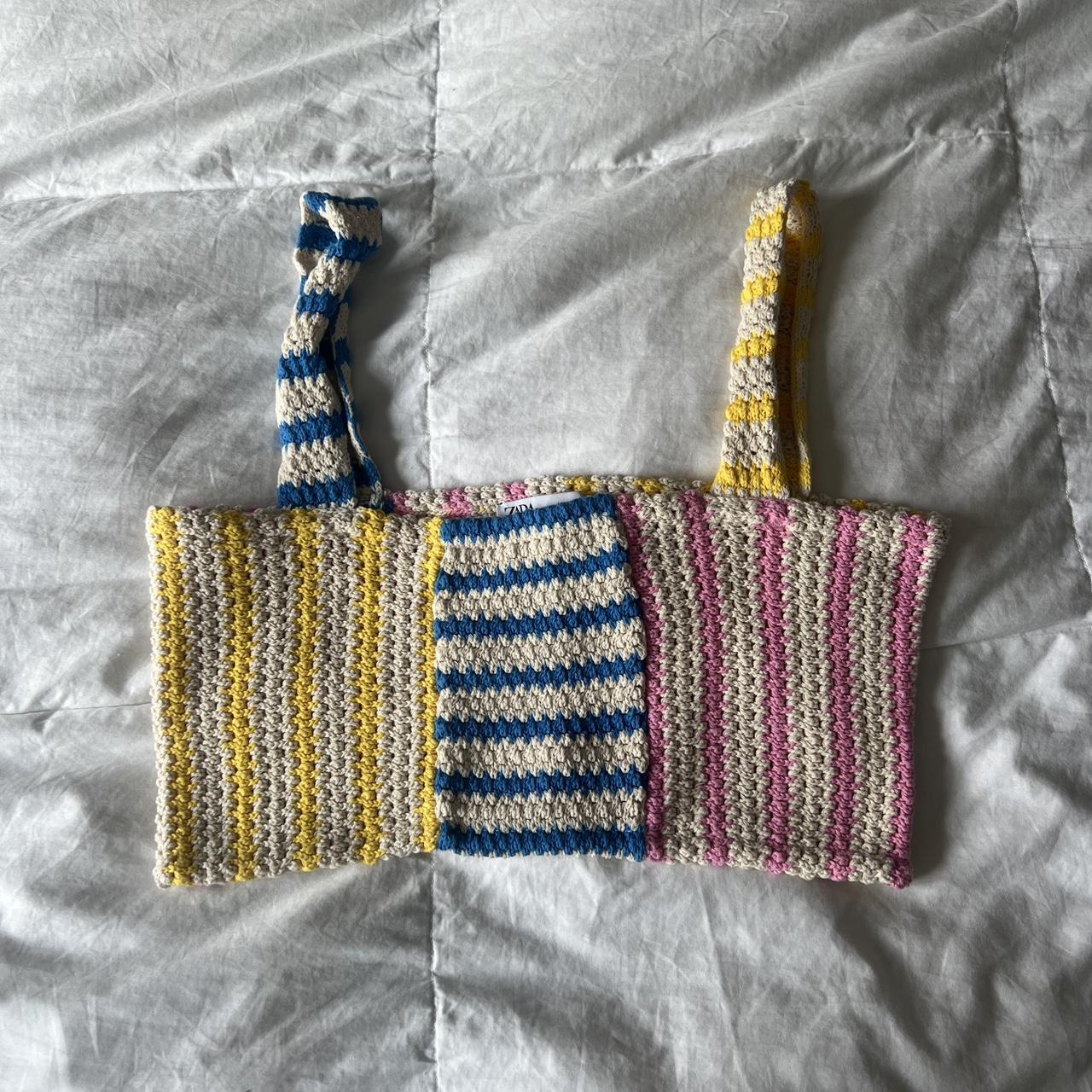 Zara colorful crochet tank top size large Depop