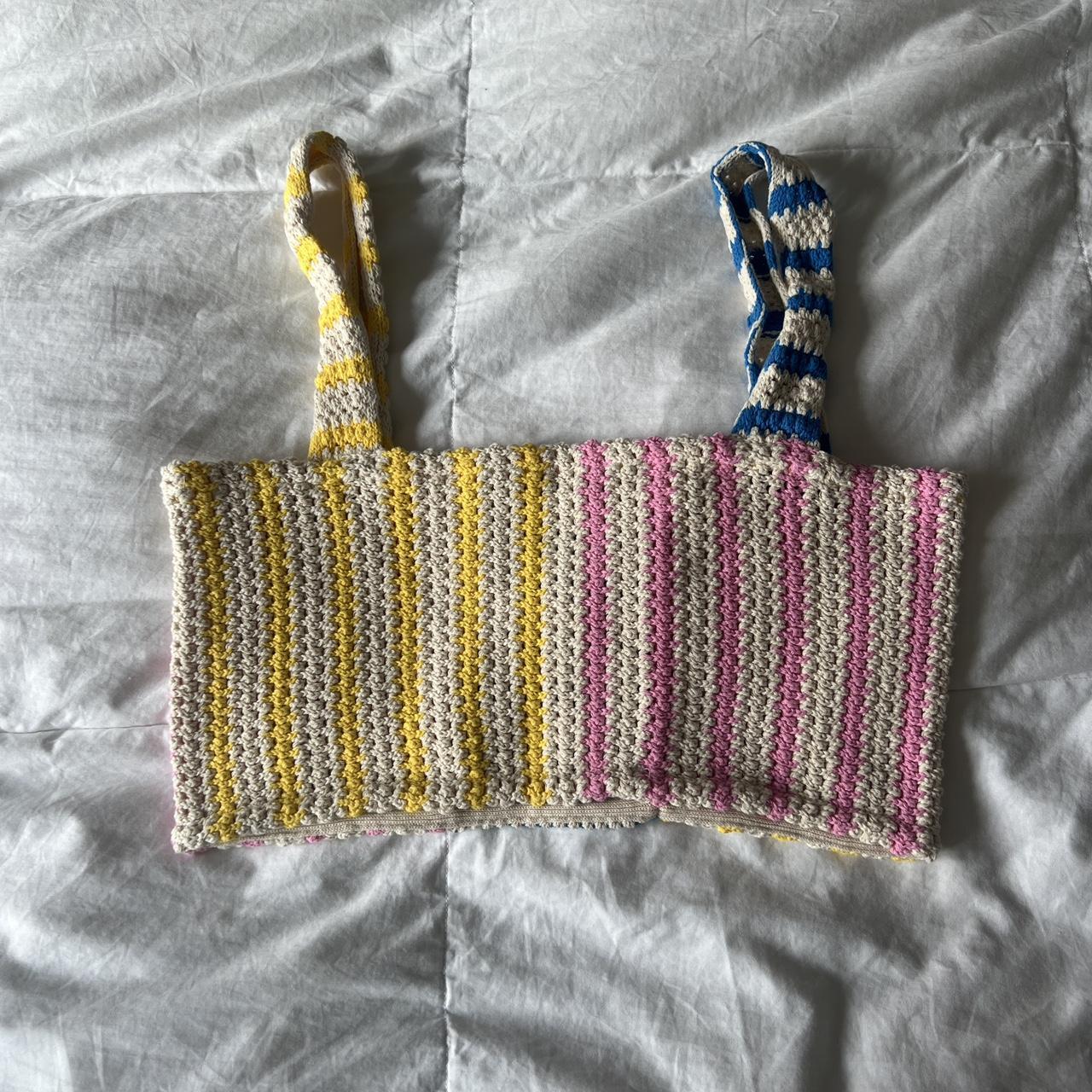 Zara colorful crochet tank top size large Depop