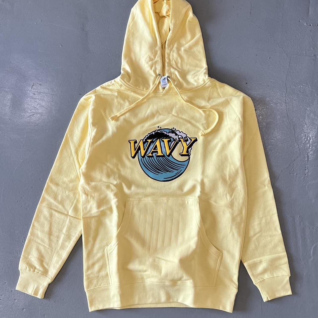 wavy hoodie embroidered - Depop