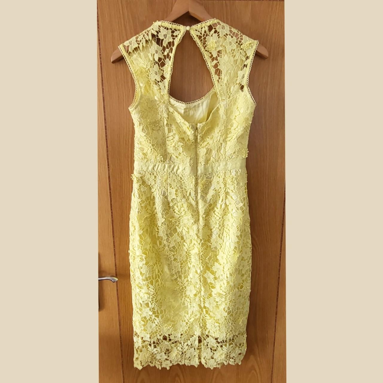 LIPSY VIP yellow lace dress. Interior lining