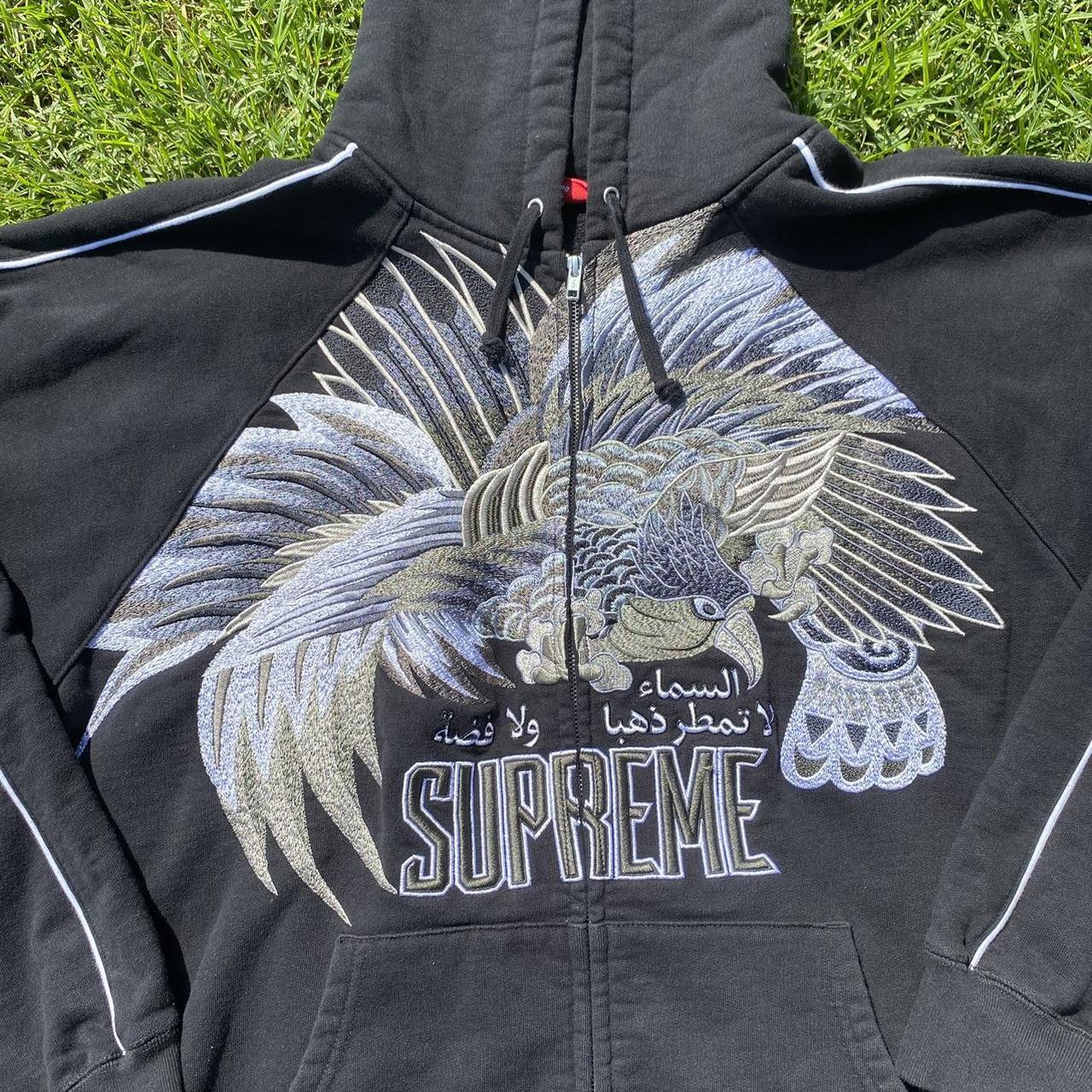 Supreme Falcon Raglan Zip Up Hooded Sweatshirt black...