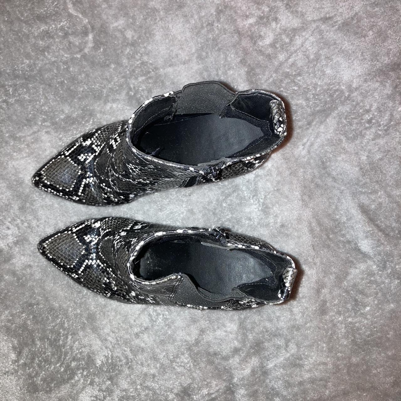 Snakeskin Heeled Boots Black and white snakeskin Depop