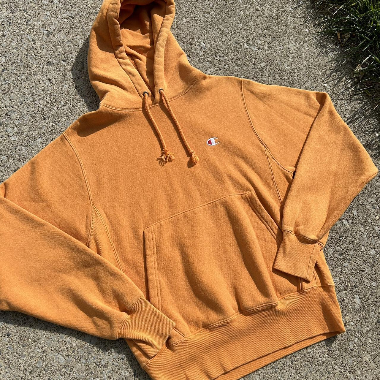 Vintage Champion Reverse Weave Classic Orange Hoodie... - Depop