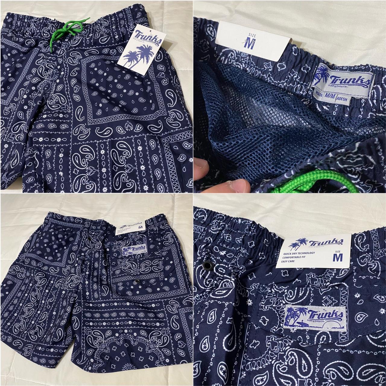 Paisley Print Swim Trunks Real nice navy blue - Depop