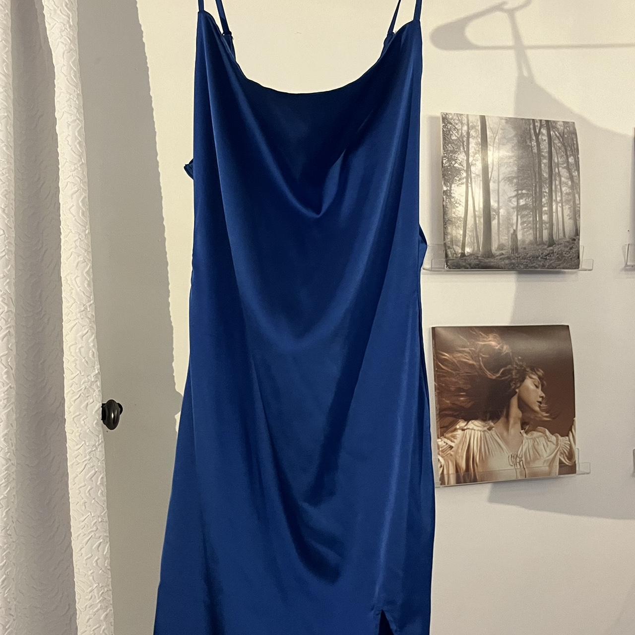 Blue Silky Mini Dress disclaimer: I describe items... - Depop