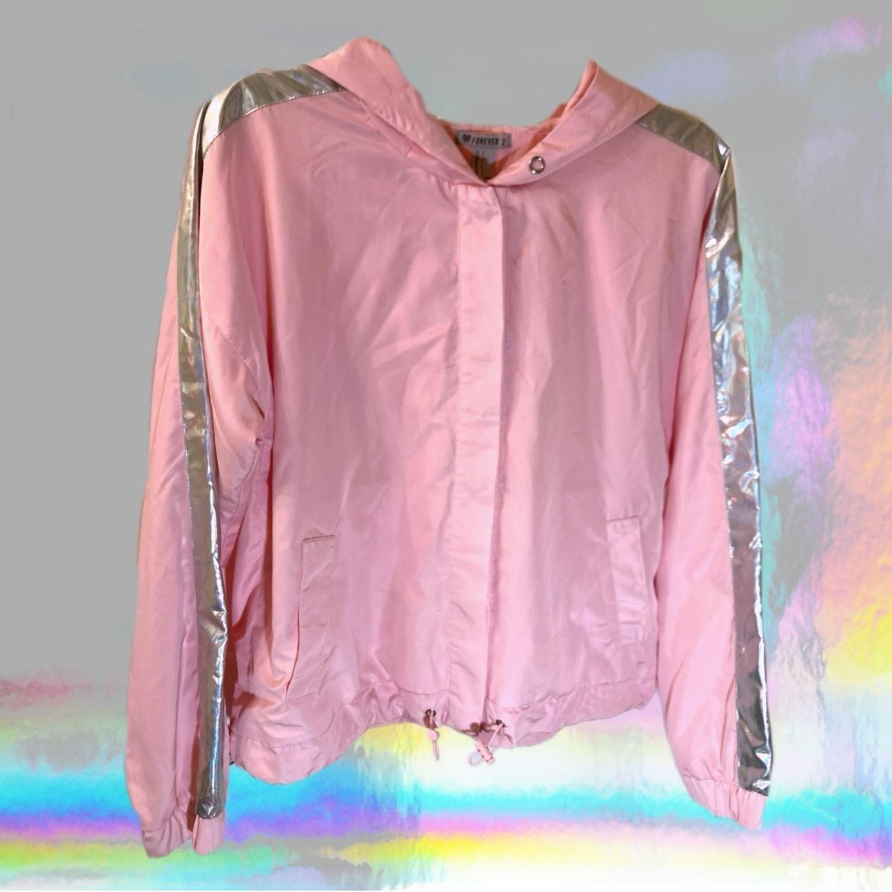 Pastel Pink Windbreaker with Silver Holographic