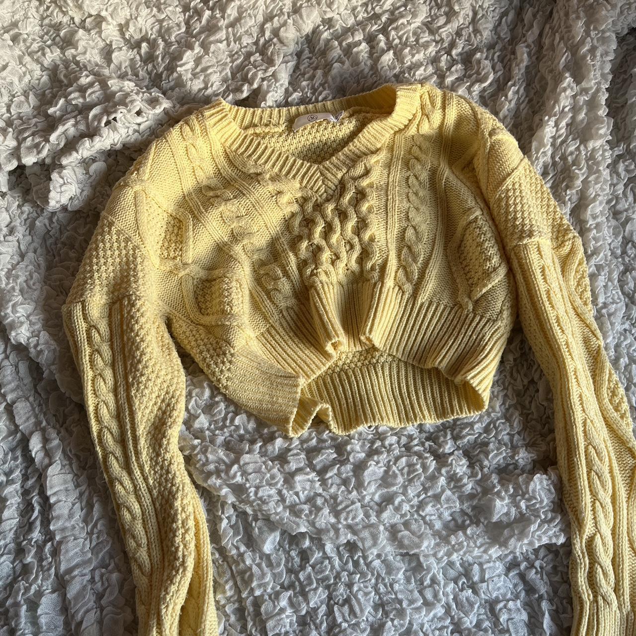 Lemon yellow knit crop jumper So cute and... Depop