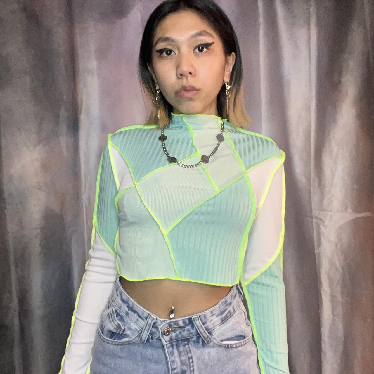 🧩🤍 NEON COLORBLOCK PATCHWORK LONGSLEEVE🤍🧩 I love... - Depop