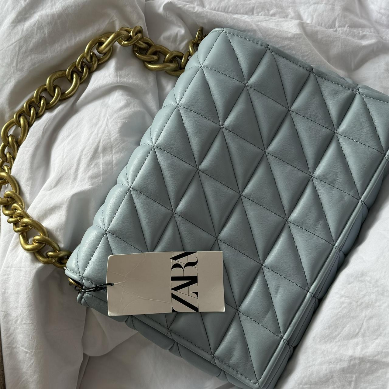 Zara Baby Blue Bag with Gold Chain Brand new Depop