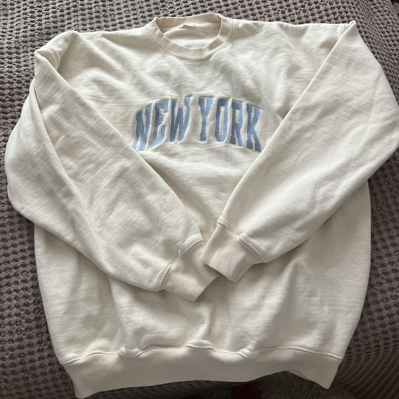 Cream and blue New York oversized