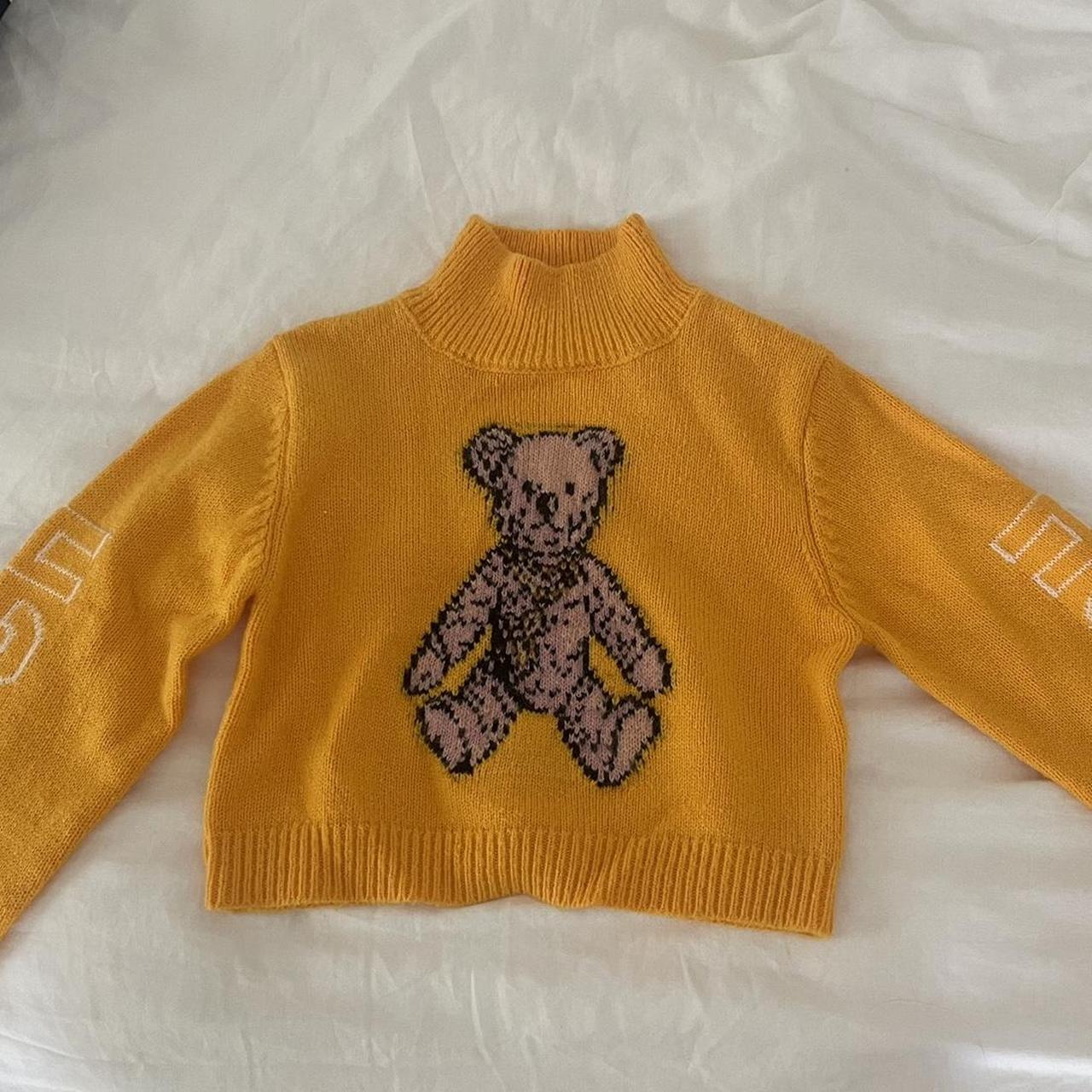 Joyrich Yellow and black cropped teddy bear sweater. Depop