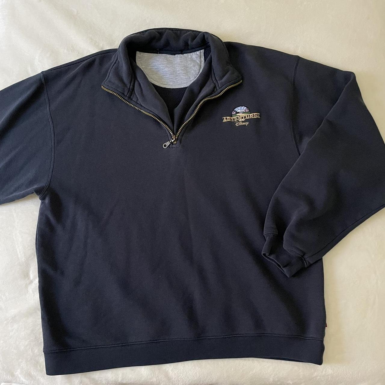 disney quarter zip sweater - worn once - navy blue... - Depop