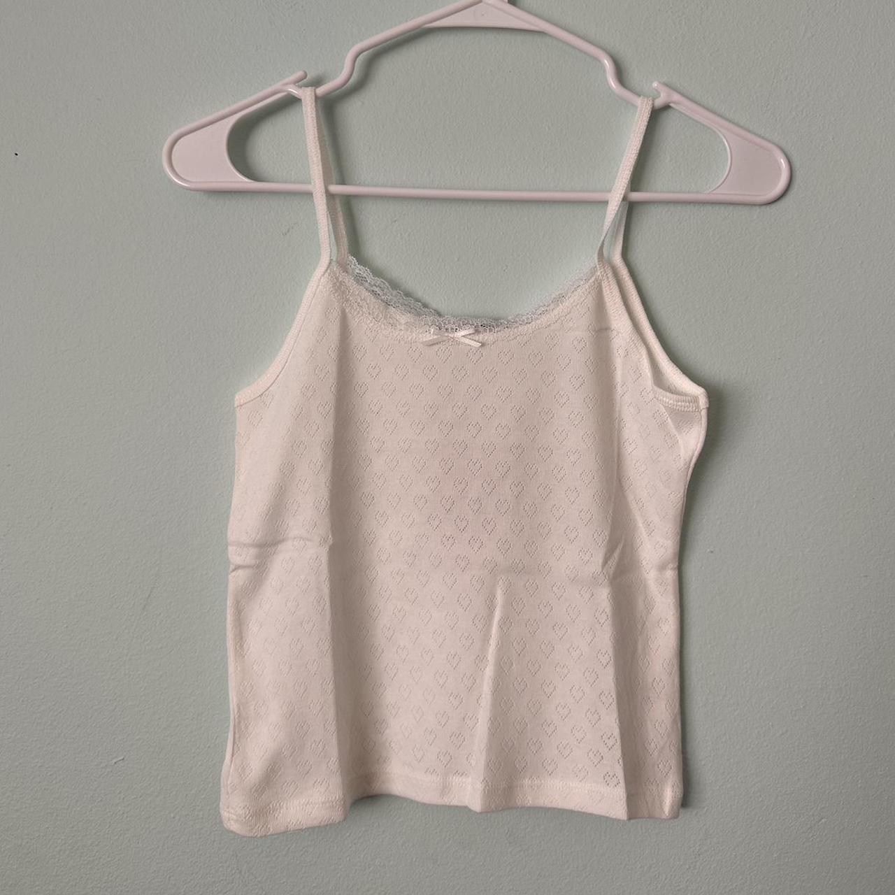 white heart eyelet brandy melville tank bnwt never worn - Depop