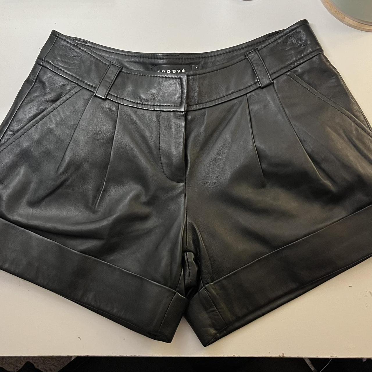 black leather shorts ☆ sooo cute and stylish, just... - Depop