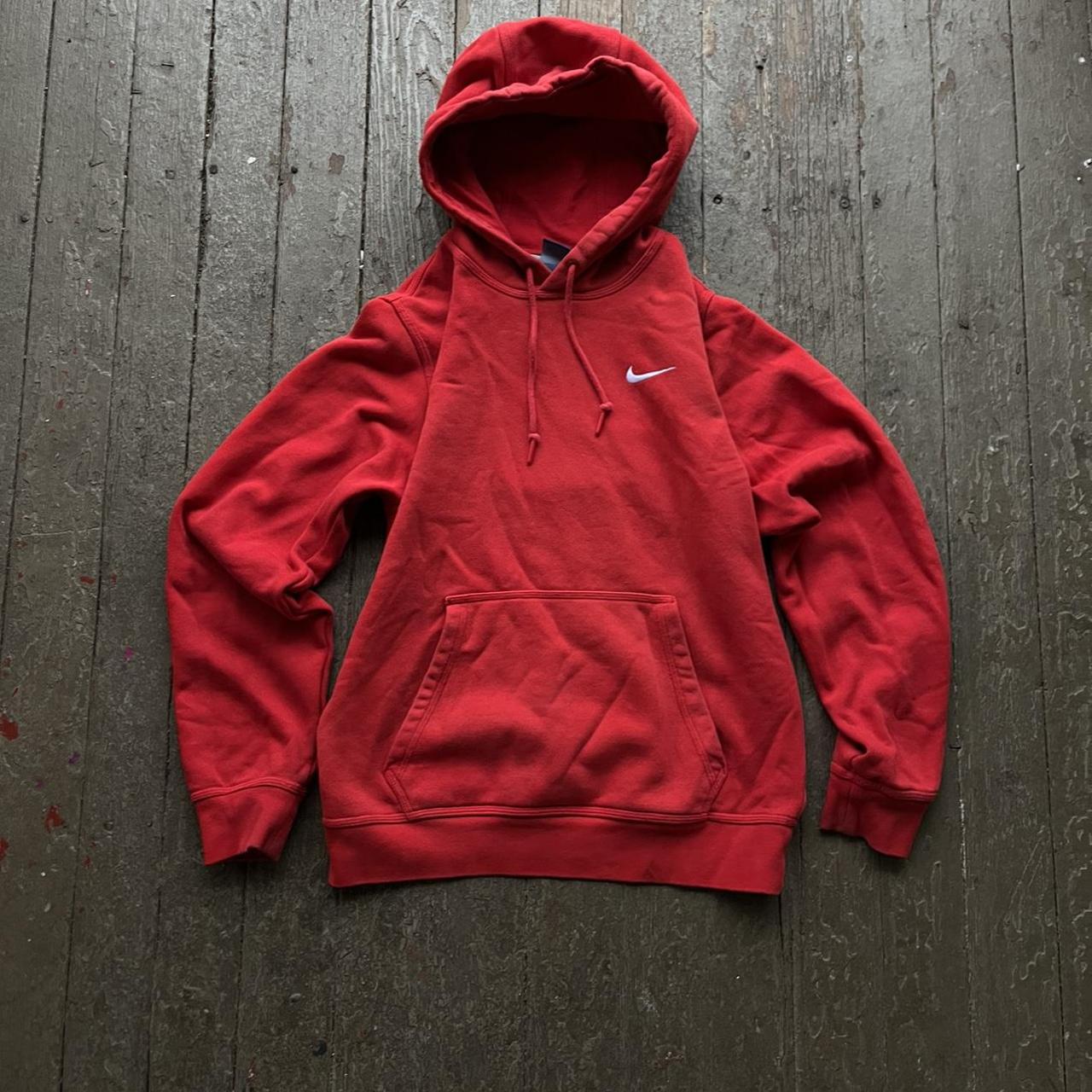 Nike Men's Red and White Hoodie | Depop