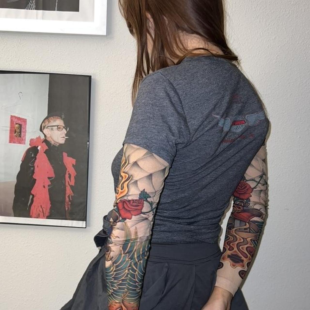 Harley Davidson fake tattoo sleeve T shirt size... - Depop