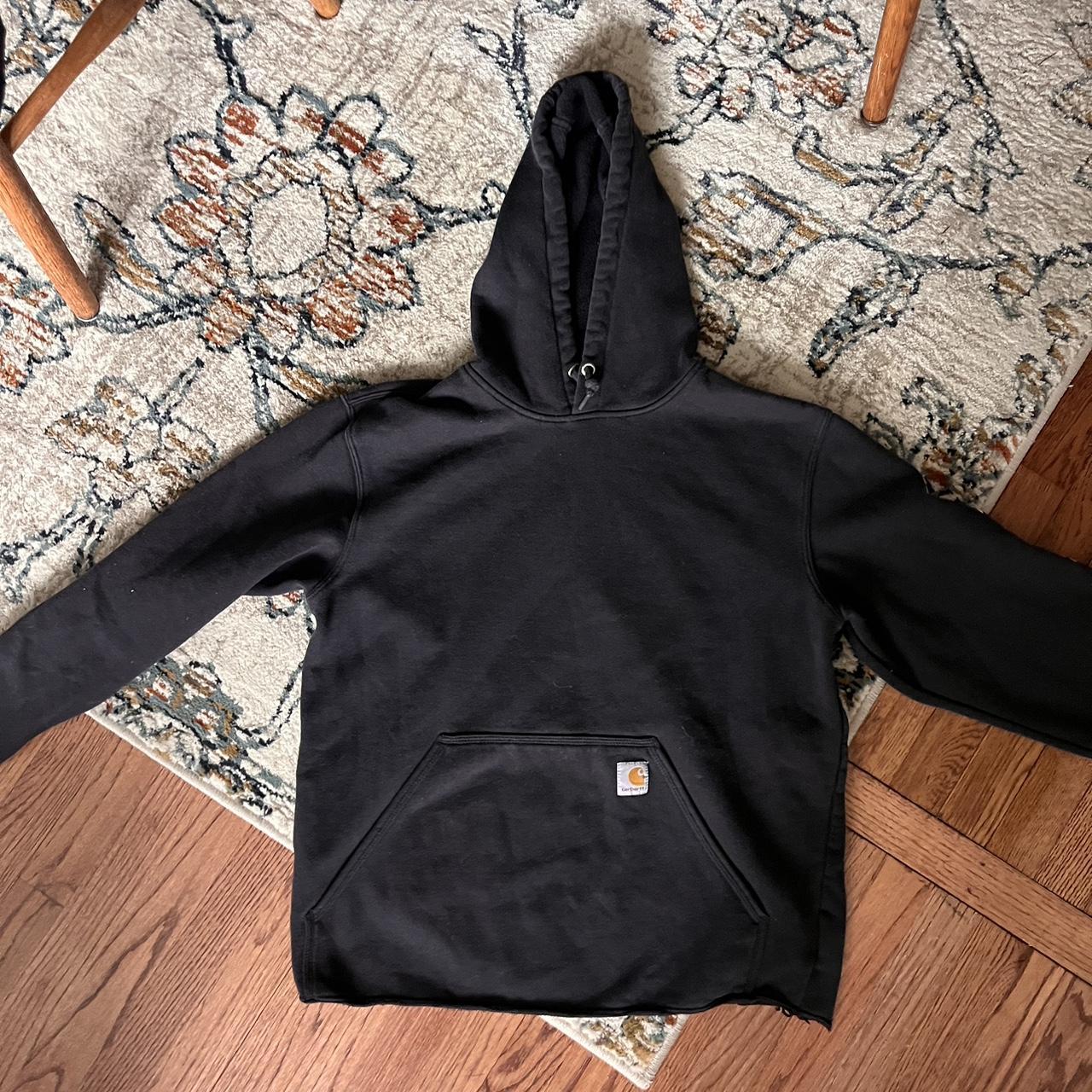 Black medium Carhartt Hoodie cut off bottom for Depop