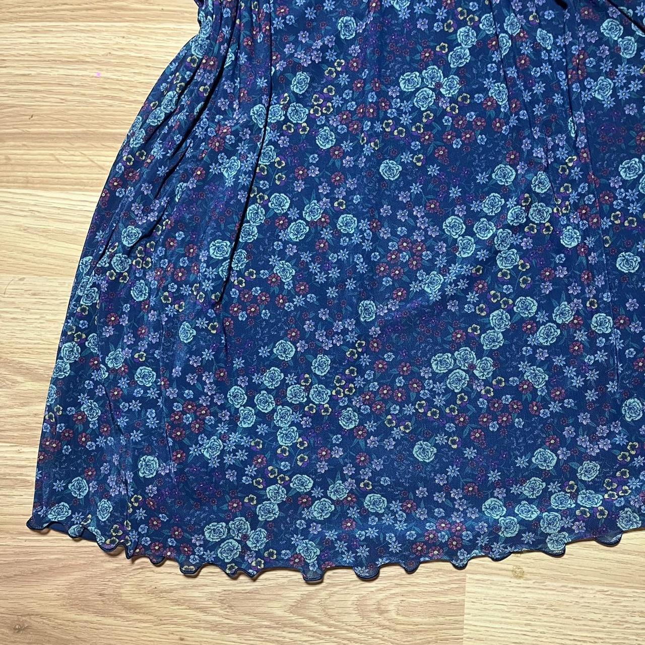 Blue floral micro mesh dress This piece is so... - Depop