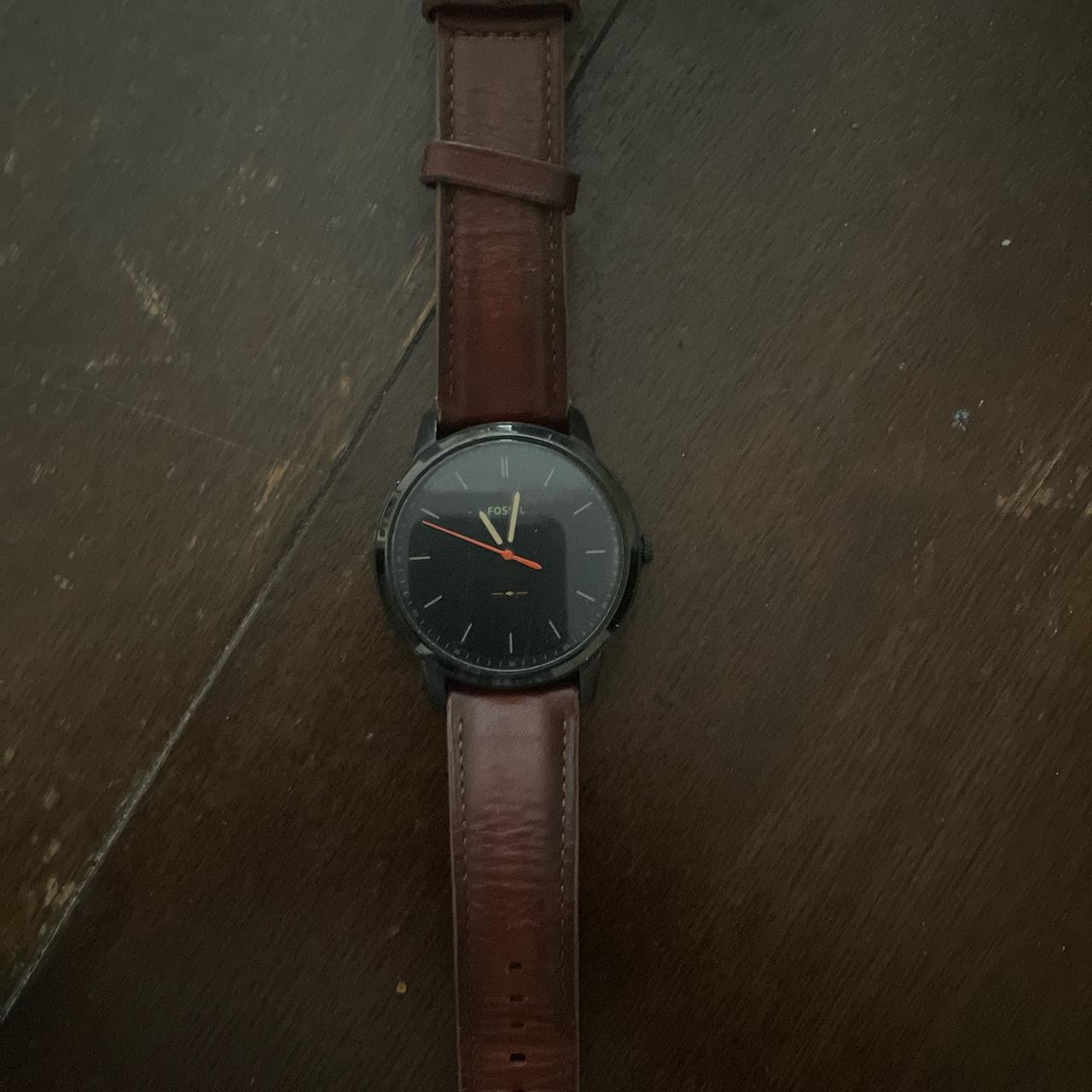 Fossil Leather Strap Watch Black Watch Face - Depop