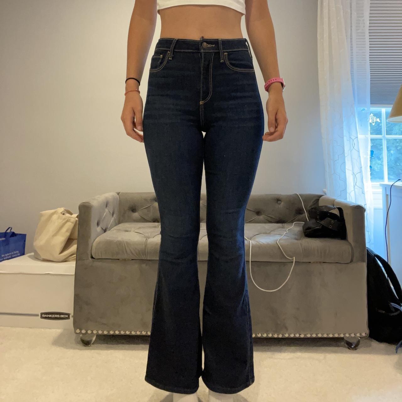 HOLLISTER flare jeans low rise worn once size - Depop