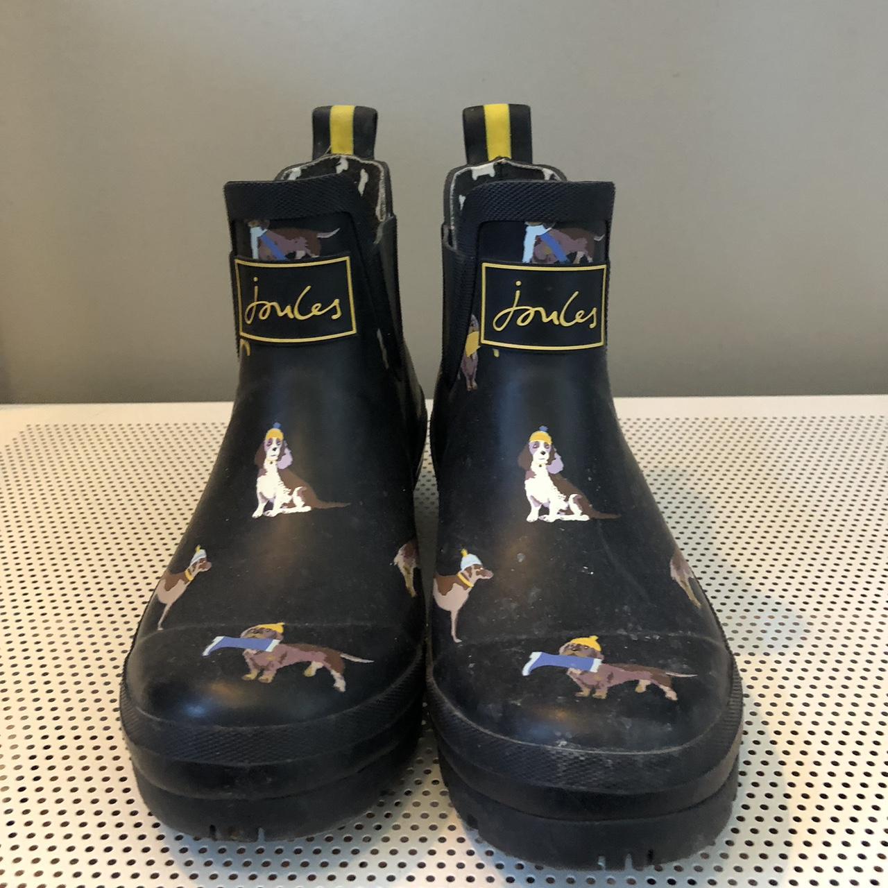 joules black and yellow dog rain boots Depop