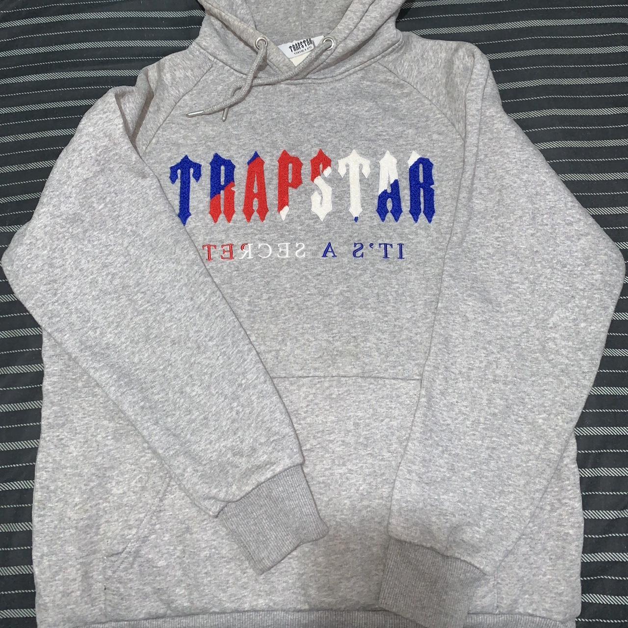 Trapstar Chenille Decoded Hooded Jumper Grey... Depop