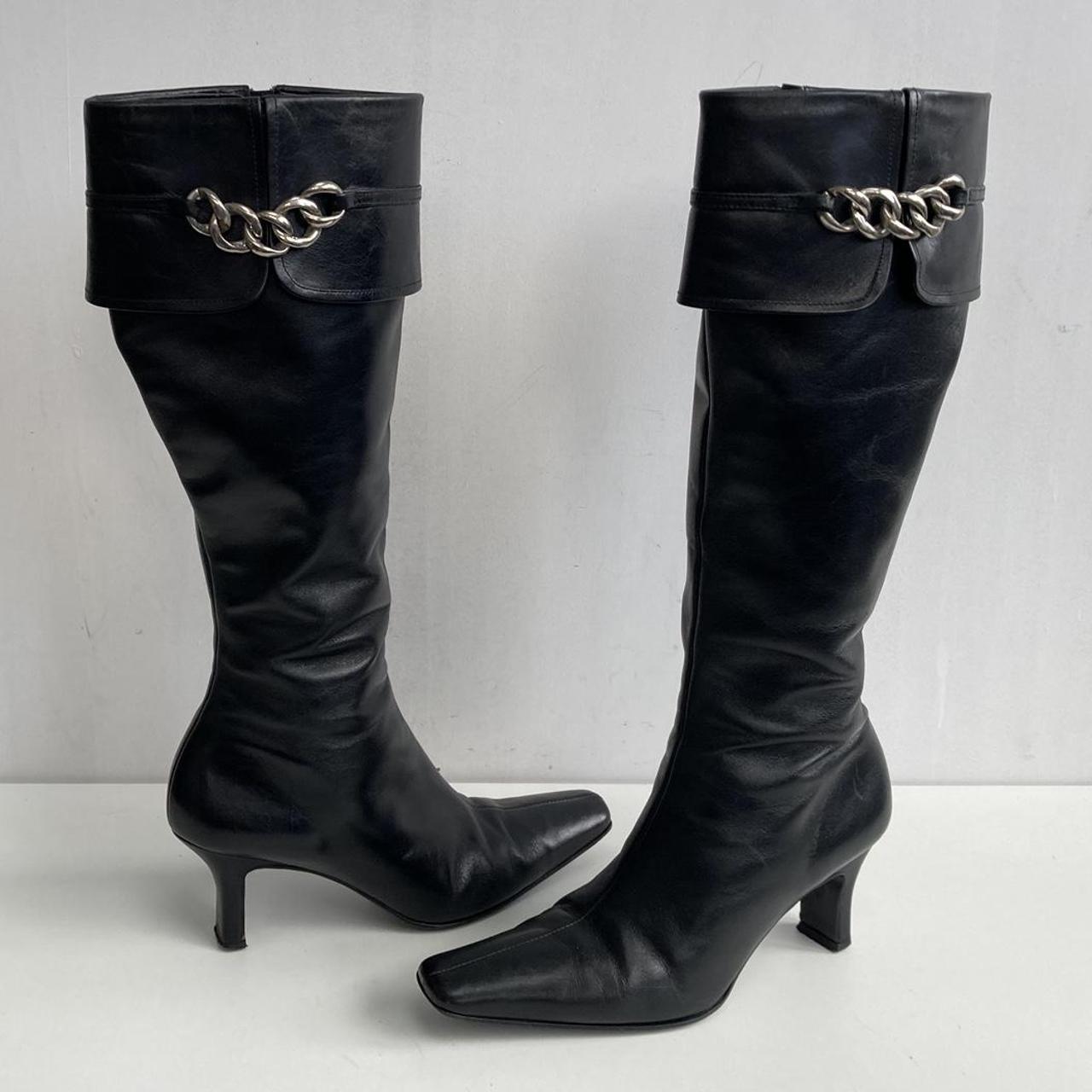 Principles Women's Black and Silver Boots | Depop