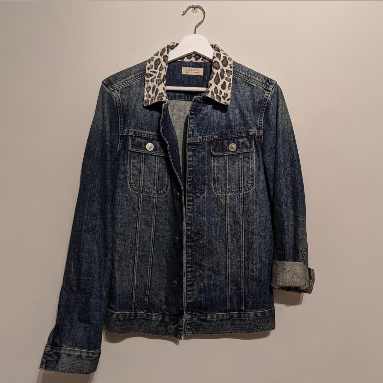 denim jacket with leopard collar