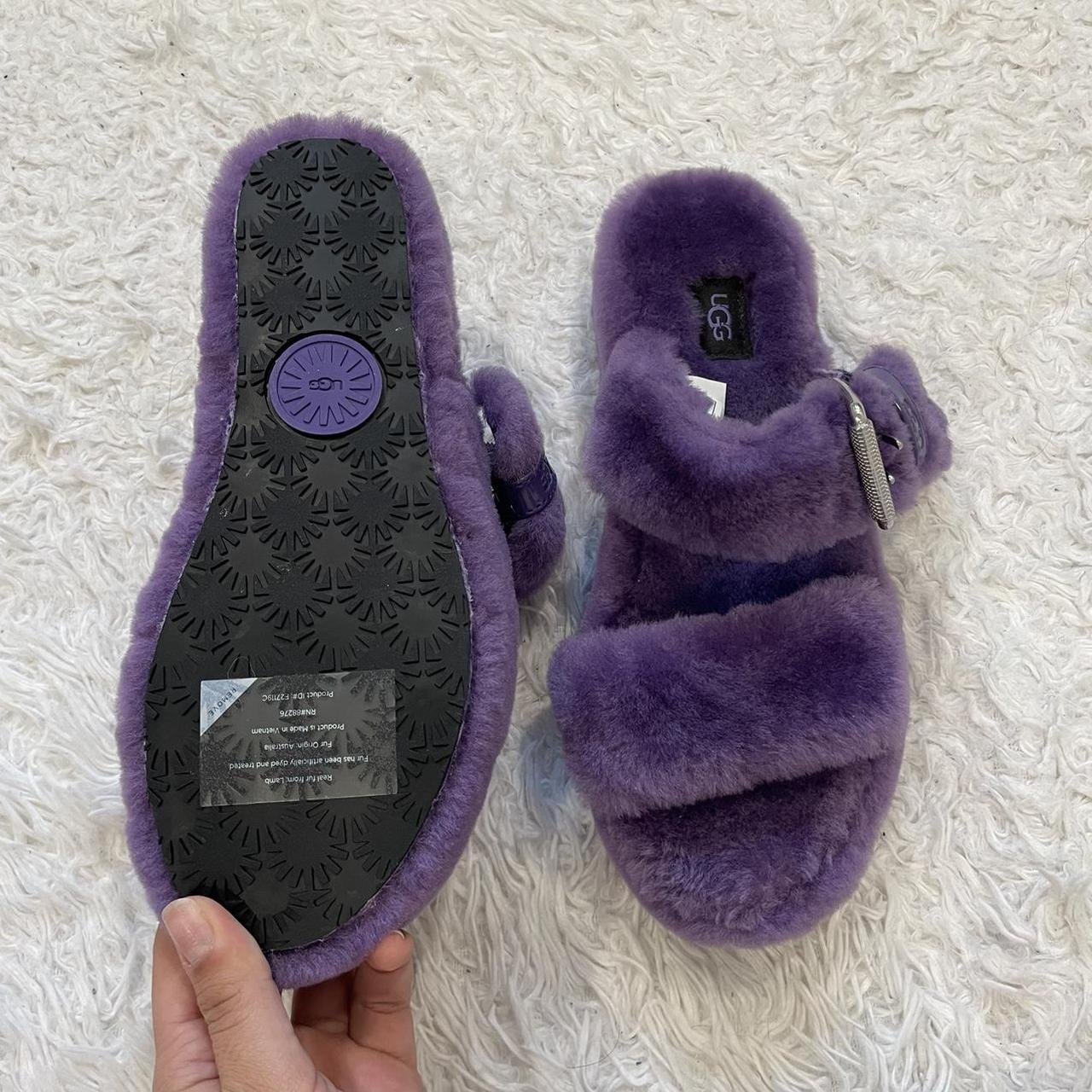 BRAND NEW purple fuzzy UGG size 9 sandals UGG FUZZ Depop