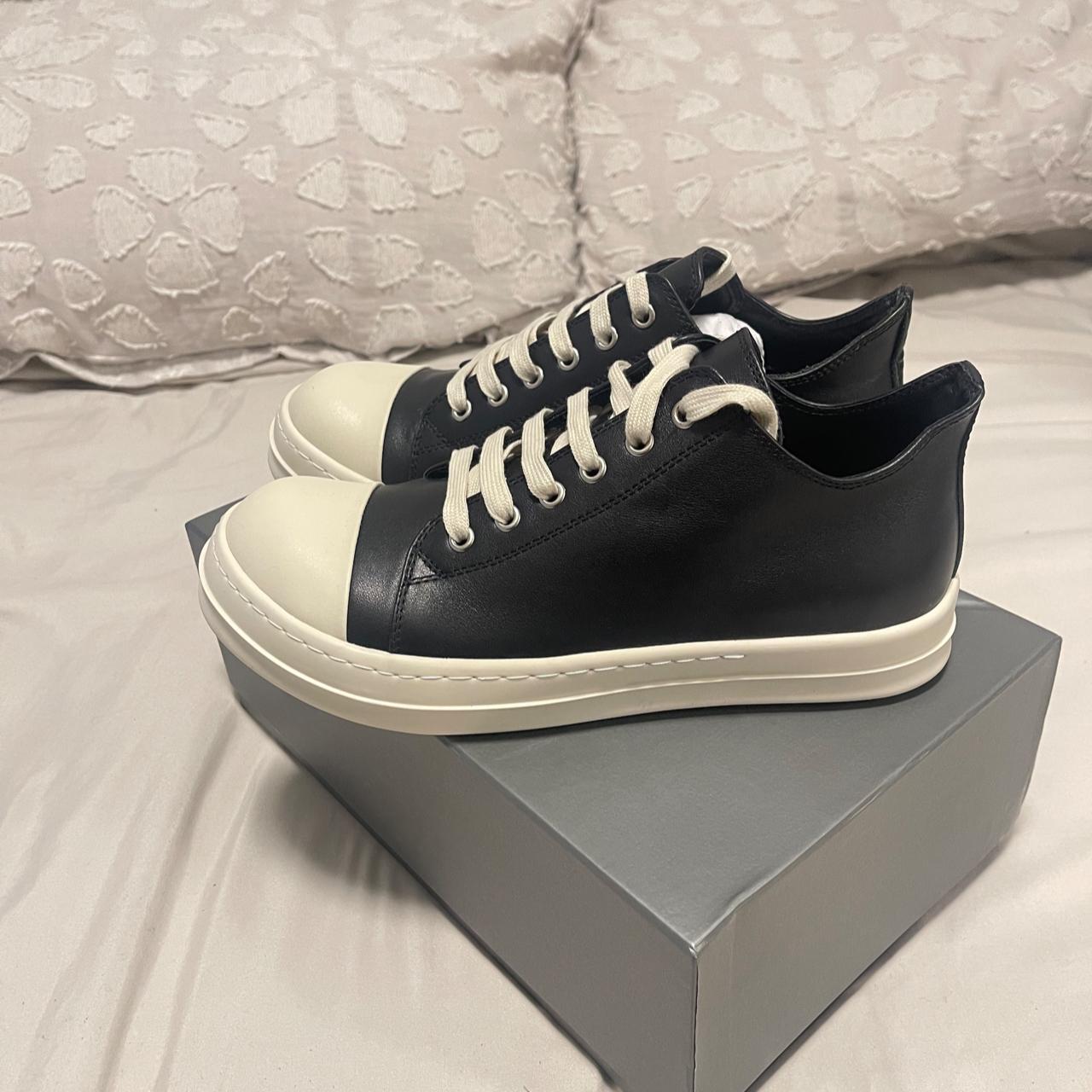 Rick Owens Men's Black and White Trainers | Depop