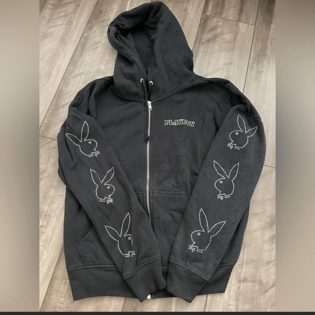 Black playboy zip up hoodie Clearance