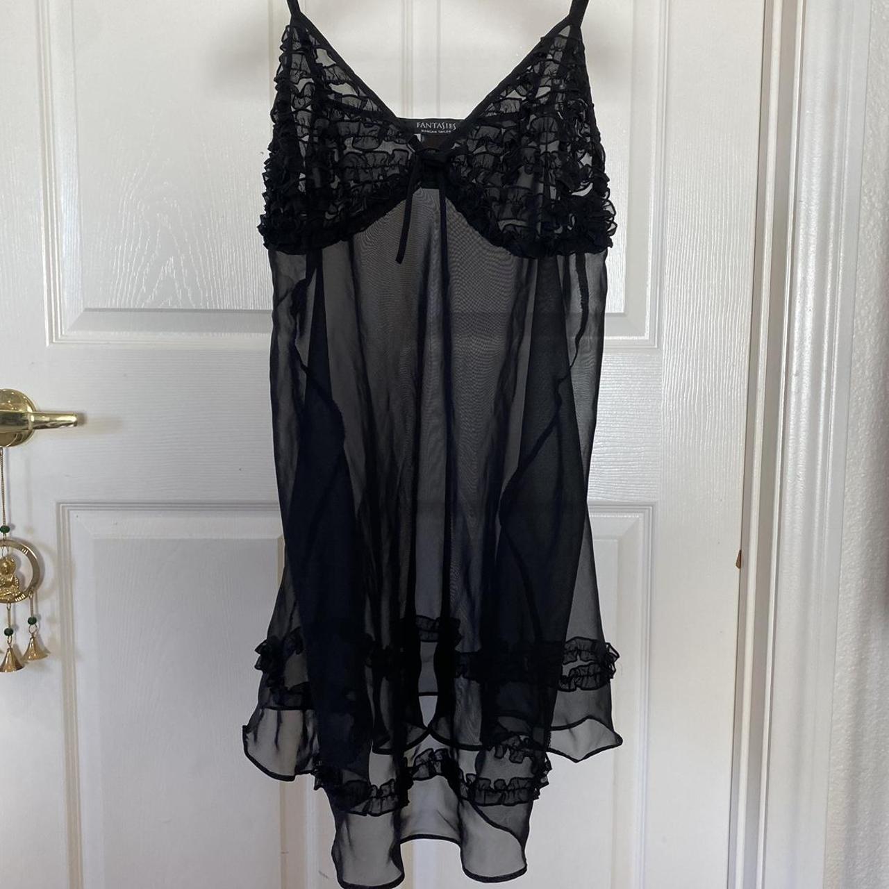 Y2k Frilly Lacey black satin transparent