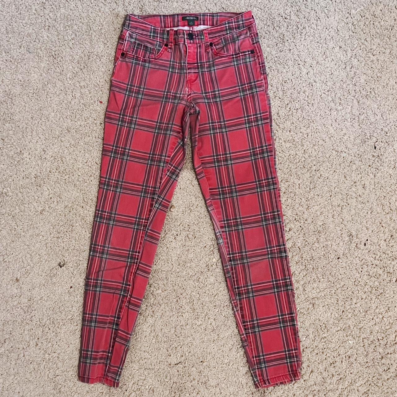 plaid skinny pants size 0 good condition ALL PRICES... Depop