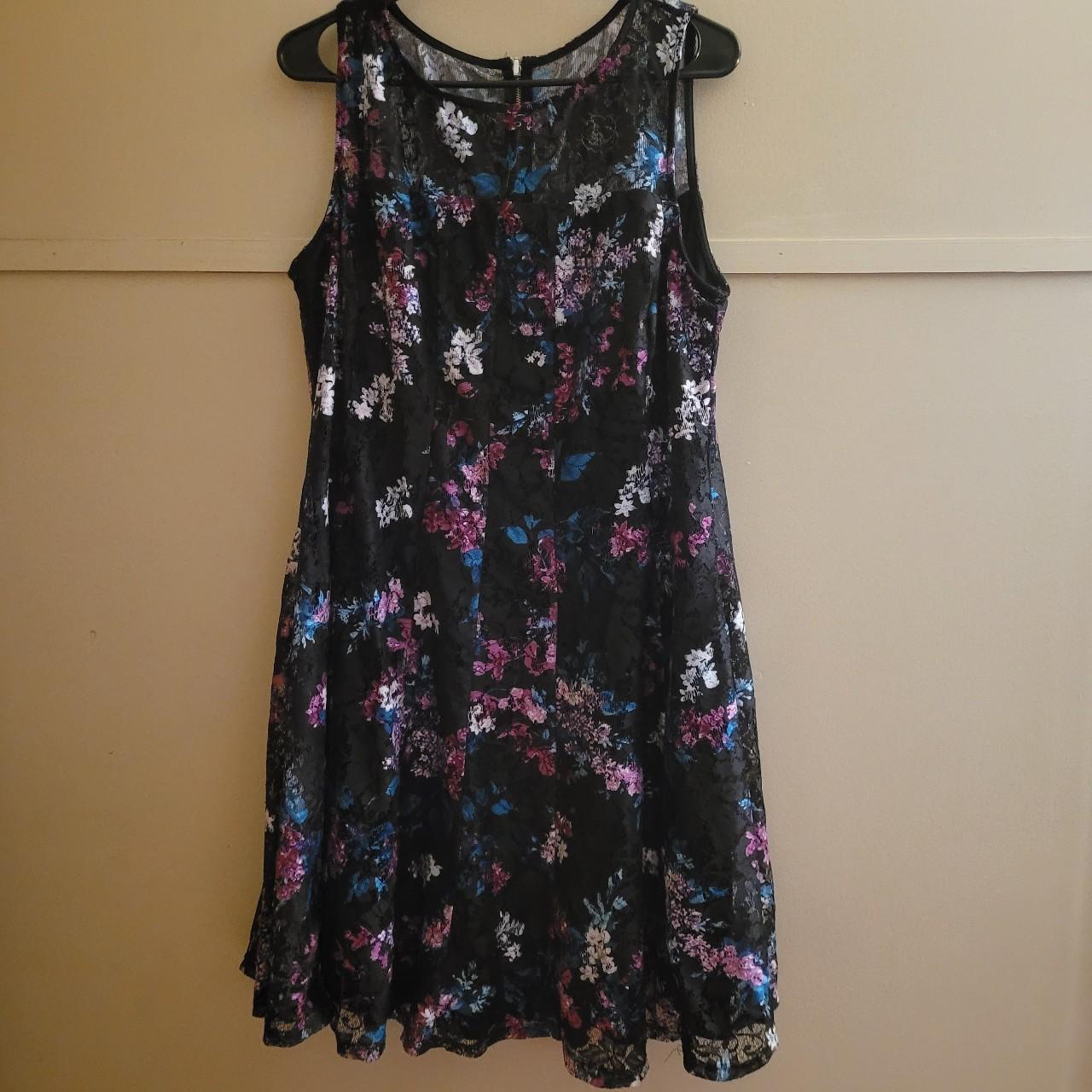 Lane Bryant Women's Black and Purple Dress | Depop