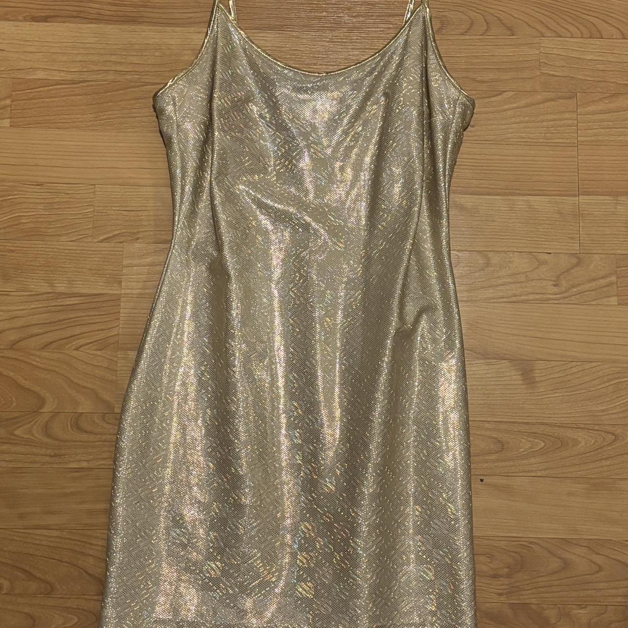 Vintage gold holographic dress #crome #vintage - Depop