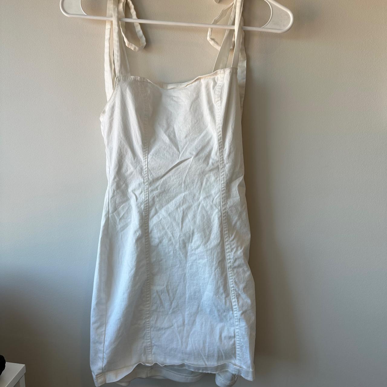 SUPERDOWN White Mini Dress used- like new with bow... - Depop