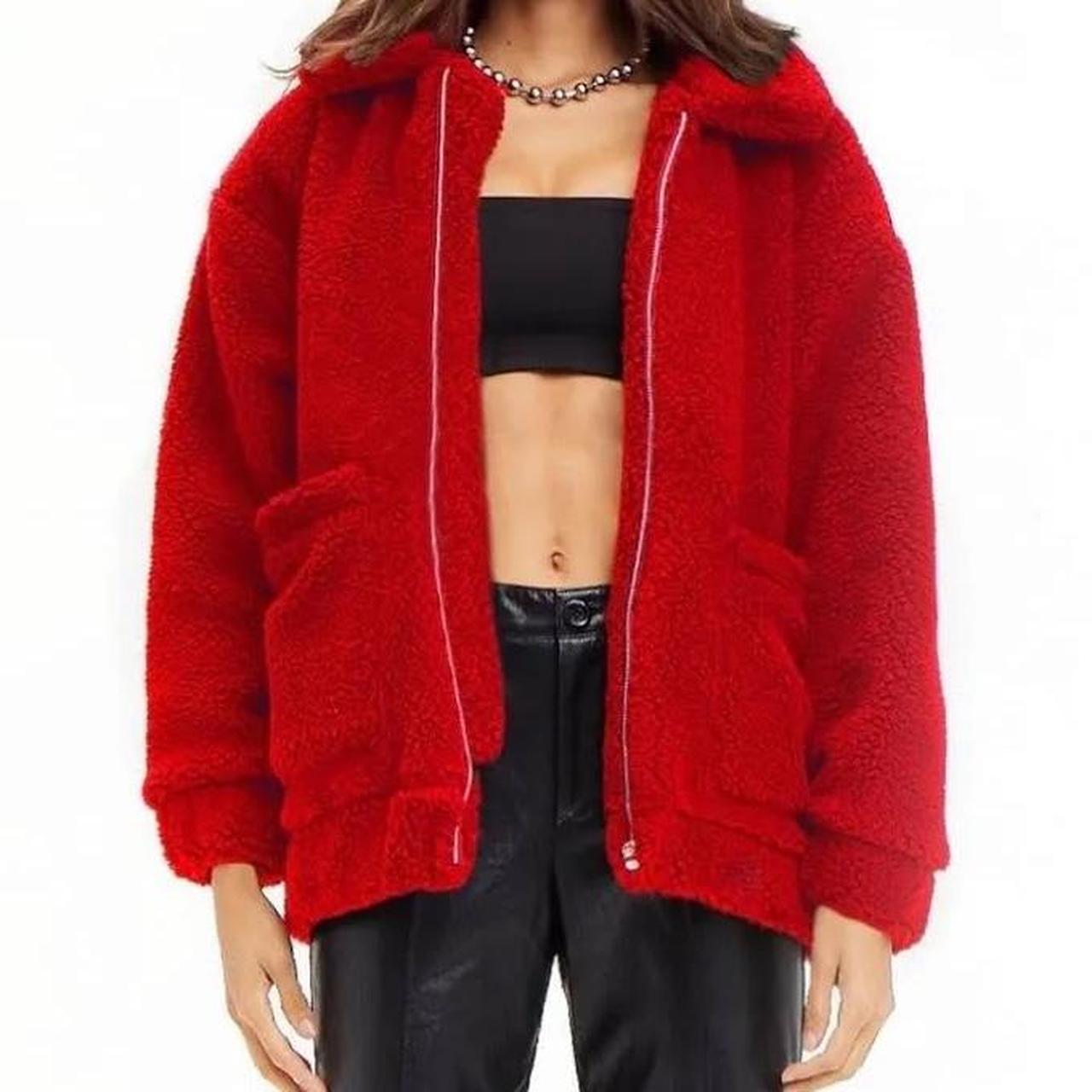 I am gia red pixie teddy coat #iamgia Depop