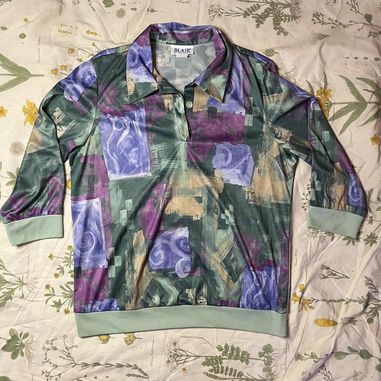 Blair Women's Purple and Green Blouse | Depop