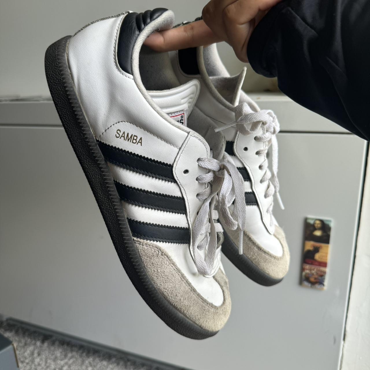 white adidas sambas :: still in pretty good... - Depop