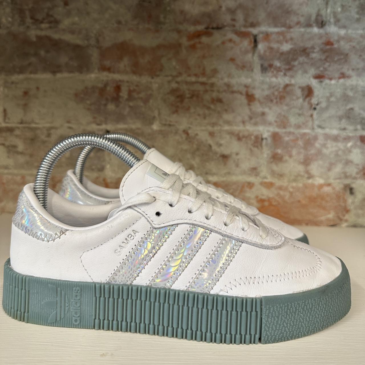 Adidas sambarose white blue holographic