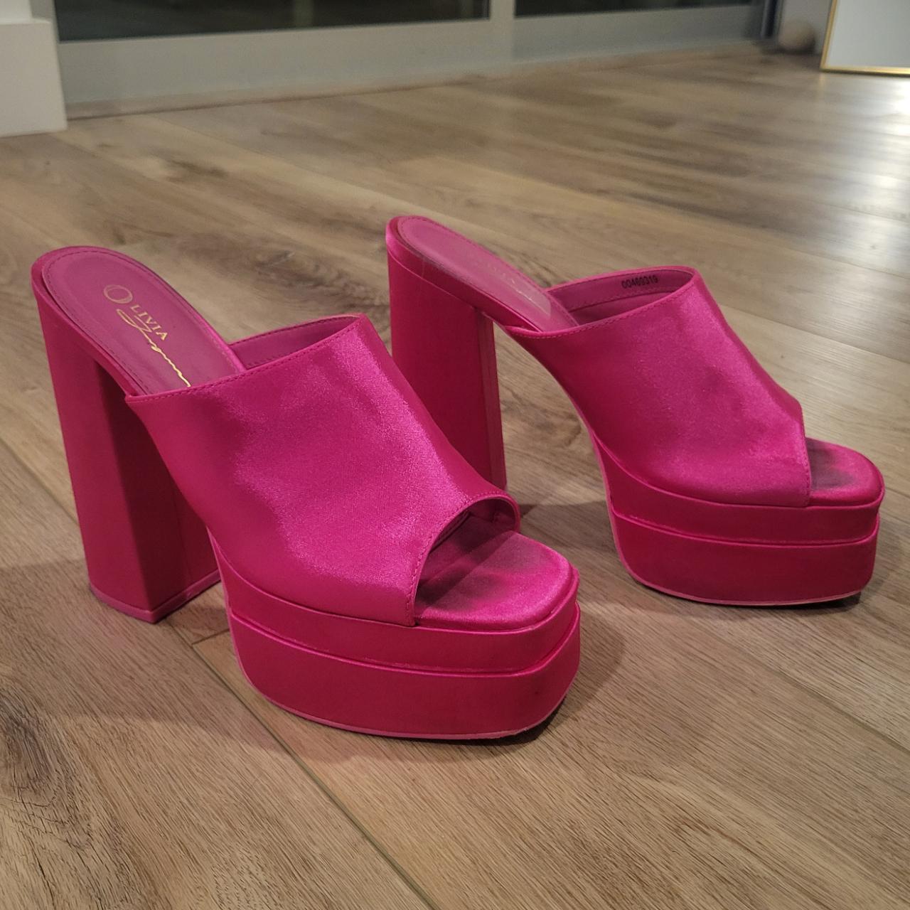 Forever 21 Hot Pink Fuschia Platform Open Toed Mules Depop 5550