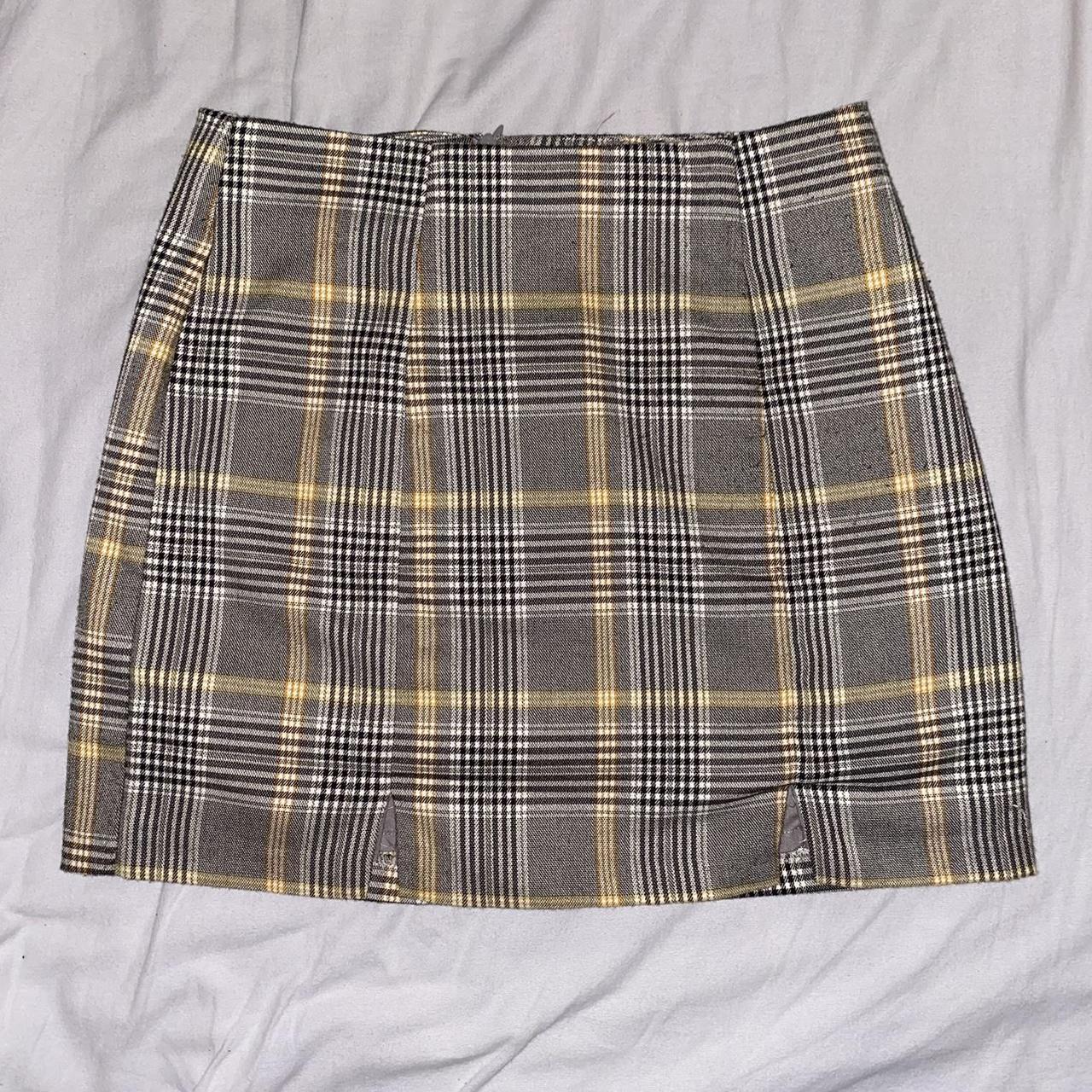 Grey yellow plaid skirt best sale