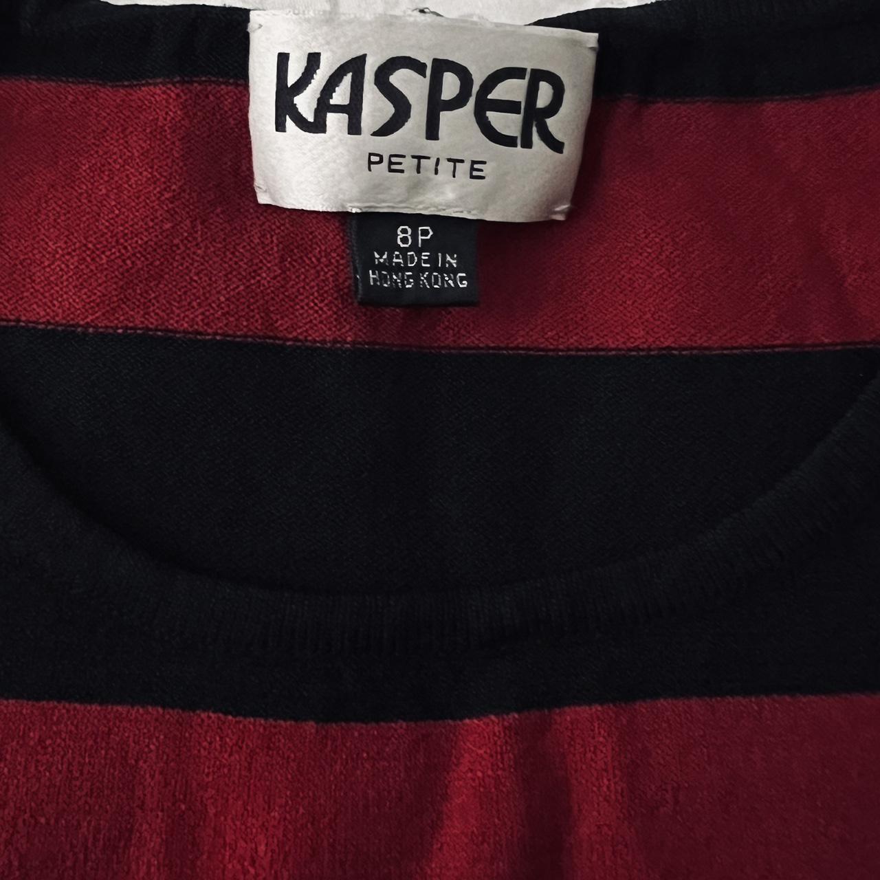 Vintage 'Kasper Petite' Short Sleeve Striped - Depop