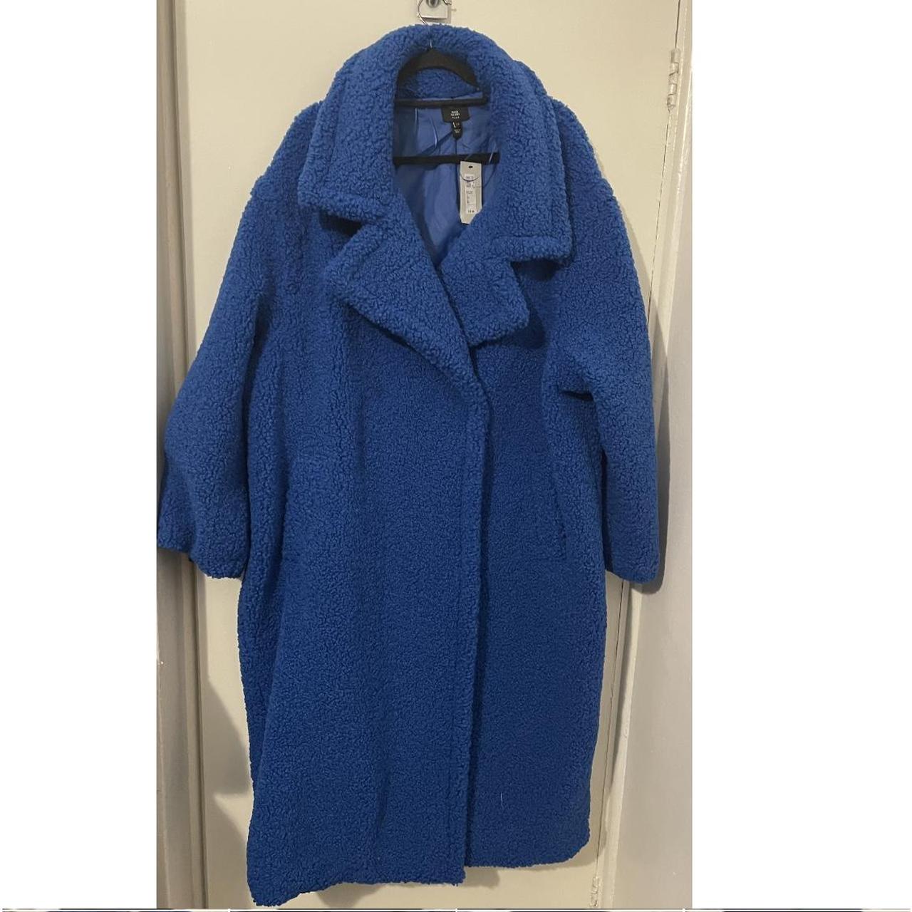 river island blue borg coat