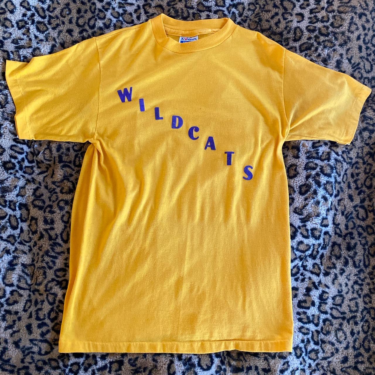 School Tshirt. Wildcats lettering is slightly raised... - Depop