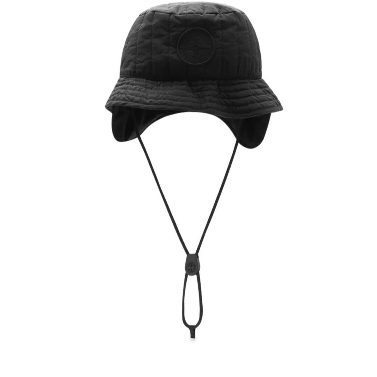 Stone Island Men's Black Hat | Depop