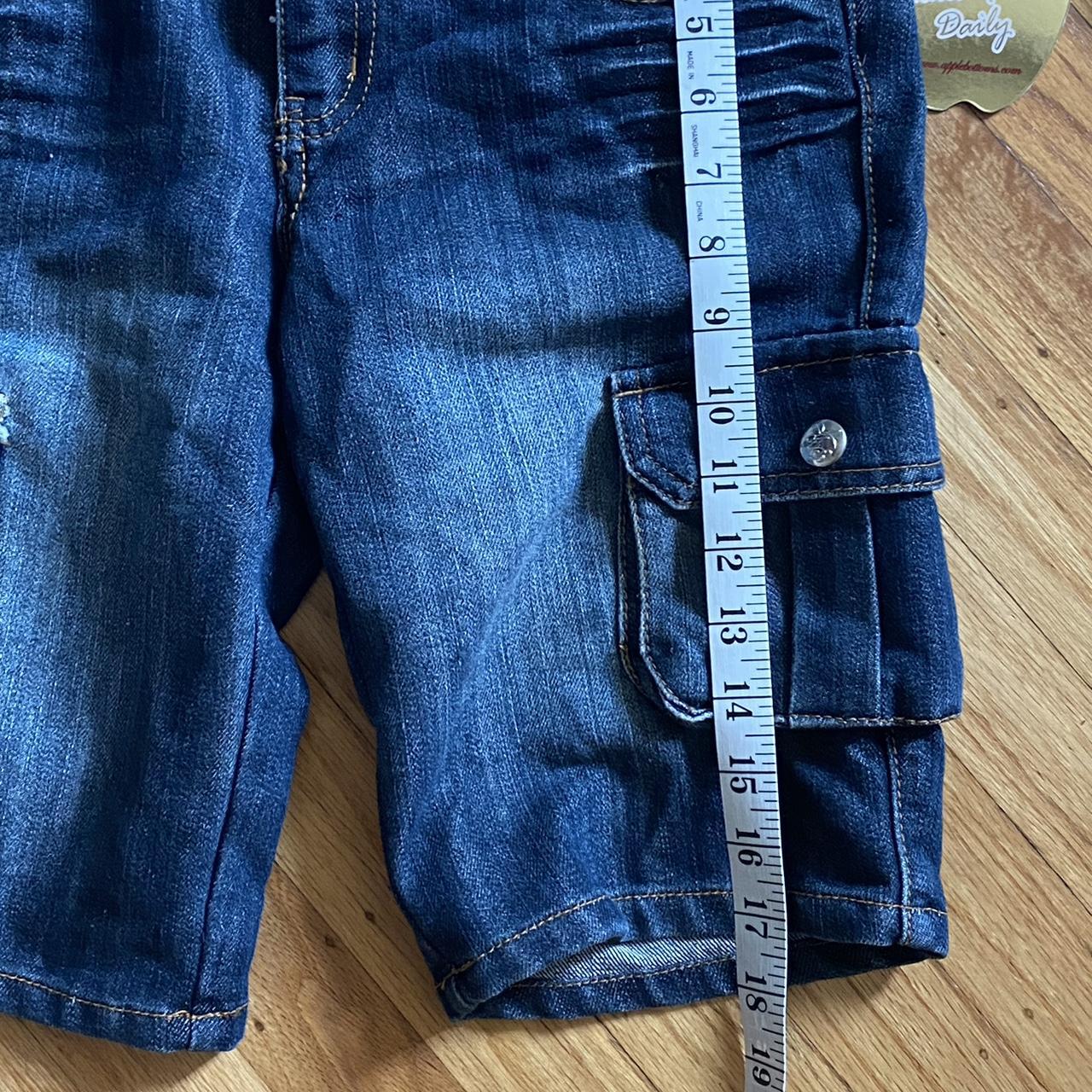 VINTAGE APPLE BOTTOM JORTS kids size 14 blue wash... - Depop